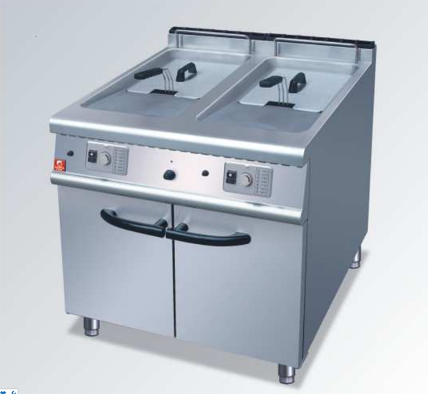 雙缸雙曬燃氣炸爐連柜座